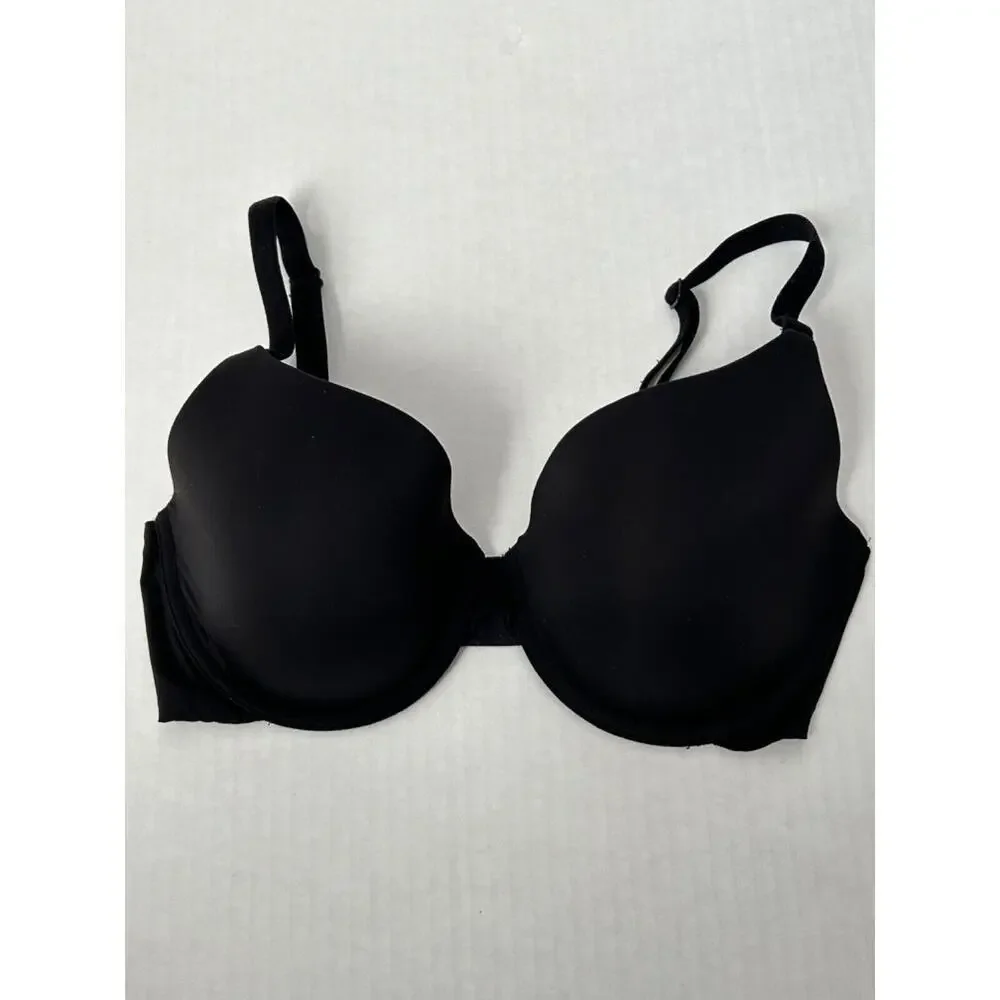 Victoria's Secret Bra Size 32DD Black Underwired Demi T-Shirt Back Closure